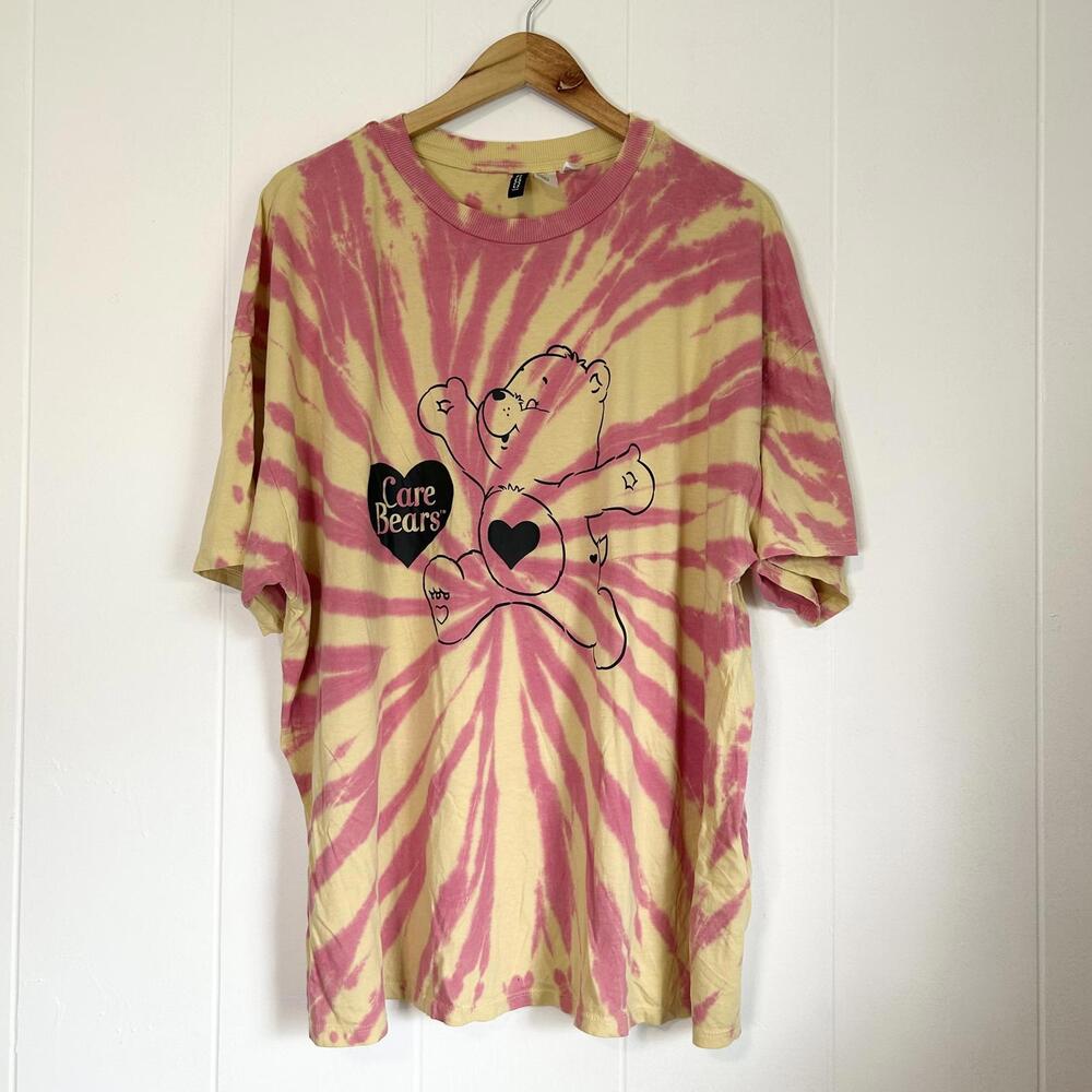 H&M Divided Care Bears Tie Die Colorful Graphic Short Sleeve T-Shirt Men's XL